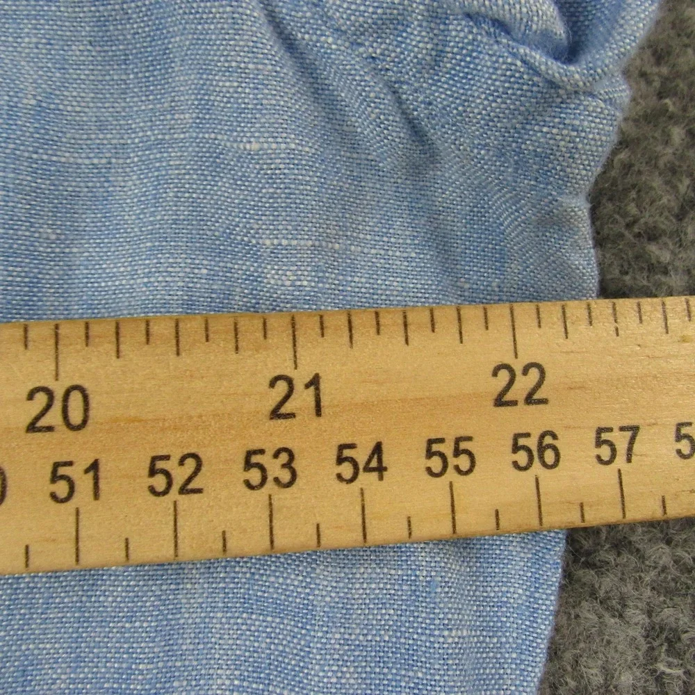 Murano Baird McNutt Linen Shirt Mens Large Blue Slim Fit Long Roll Tab Sleeve - Picture 6 of 11